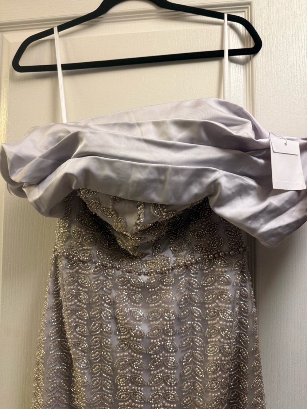 One-Shoulder Silver Embellished Evening Gown - Picture 4 of 5